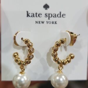 🤍▪️Kate Spade ▪️Modern Pearl Gold Small Hoop Pearl Drop Earrings